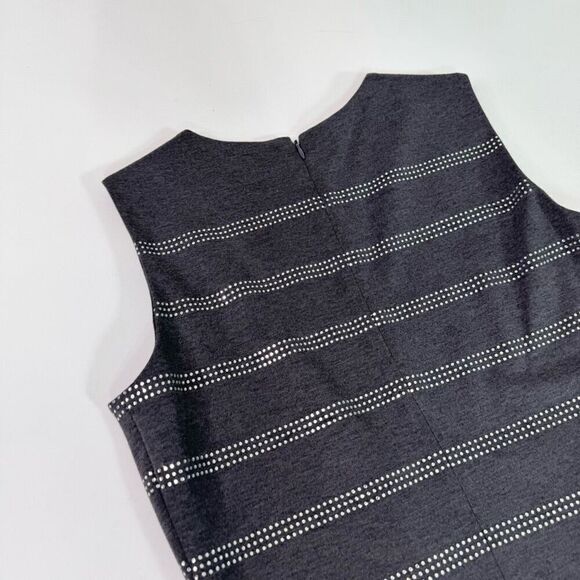 Calvin Klein Dress Womens 6 Black Striped Sleeveless Crew-Neck Mini Shift Career - Picture 9 of 10